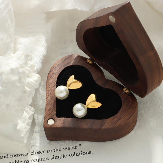 Heart Pearl Stud Earrings